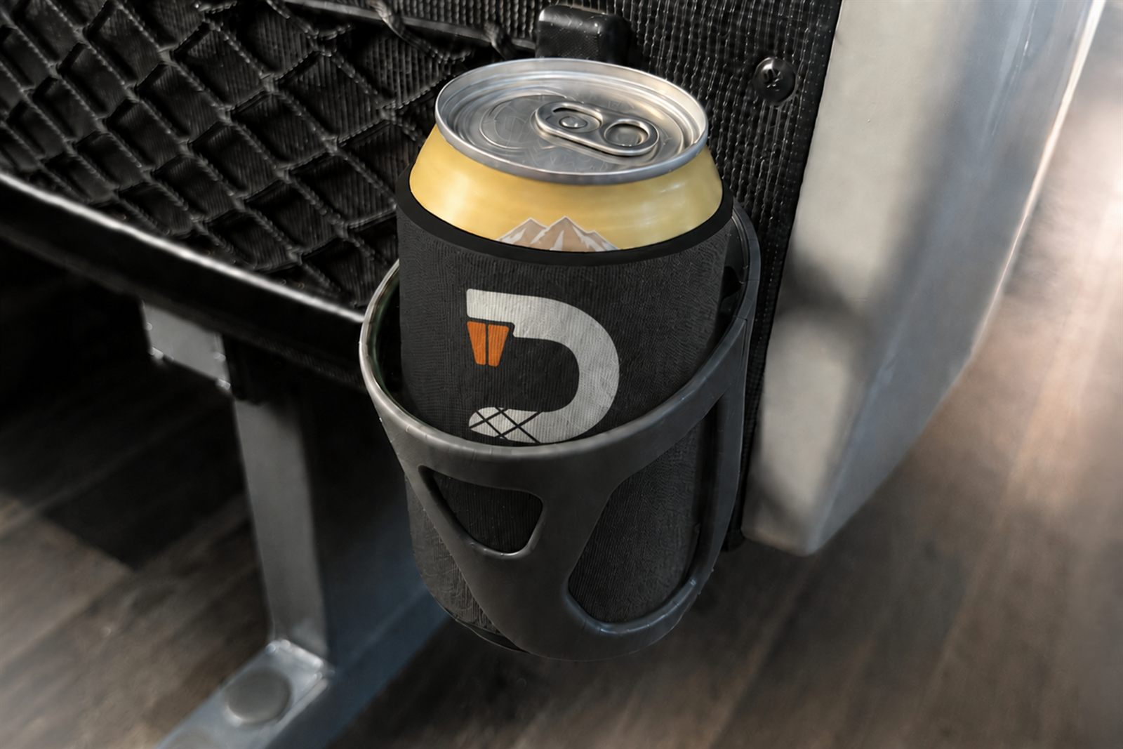 DamTrips can koozie in cup holder