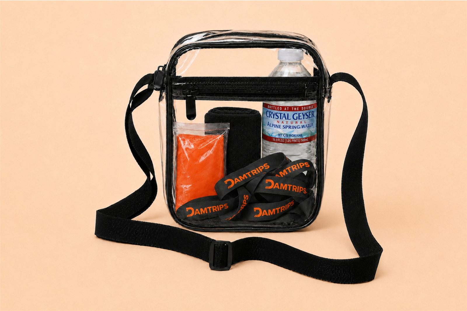 Clear stadium bag with fan essentials