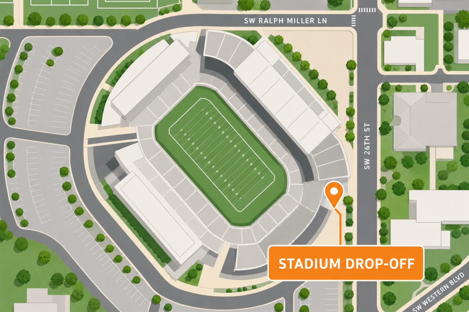 Stadium drop-off map